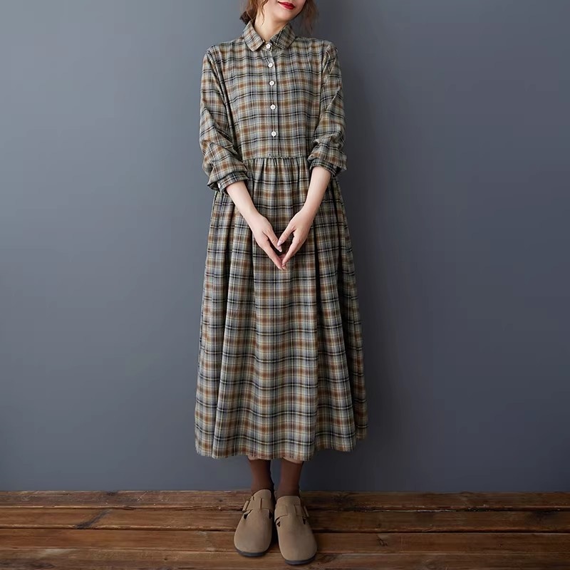Gaun Kemeja Kotak-kotak Retro  - Flannel Shirt Lined ulasan dan harga